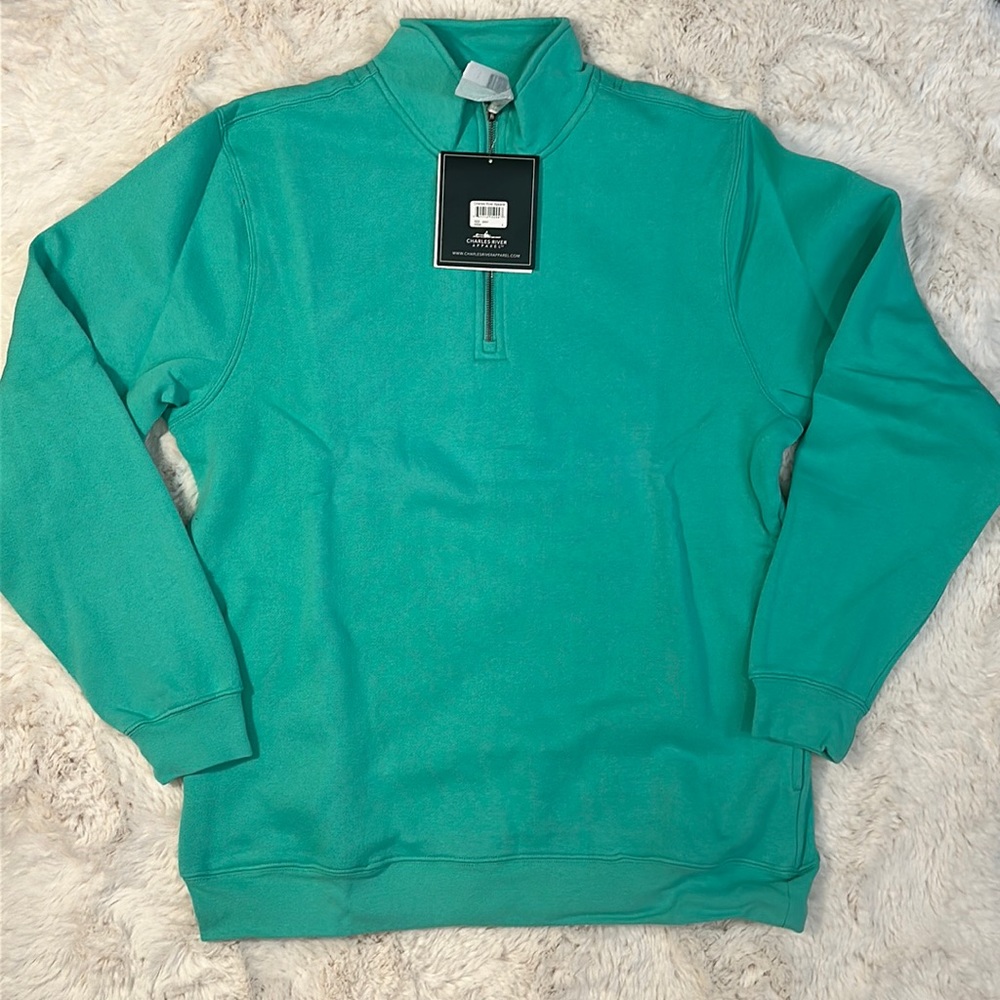 COPY - Charles River Quarter Zip Pullover Sweatshirt Tiffany Blue Oversized w/ …